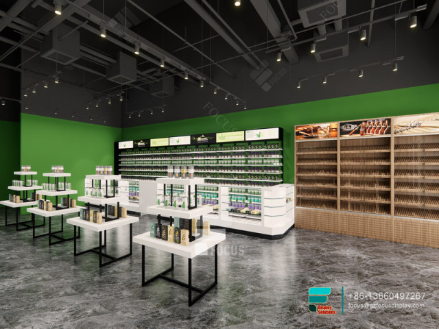 Showcase Smoke Shop Glass Shelves For Retail Store