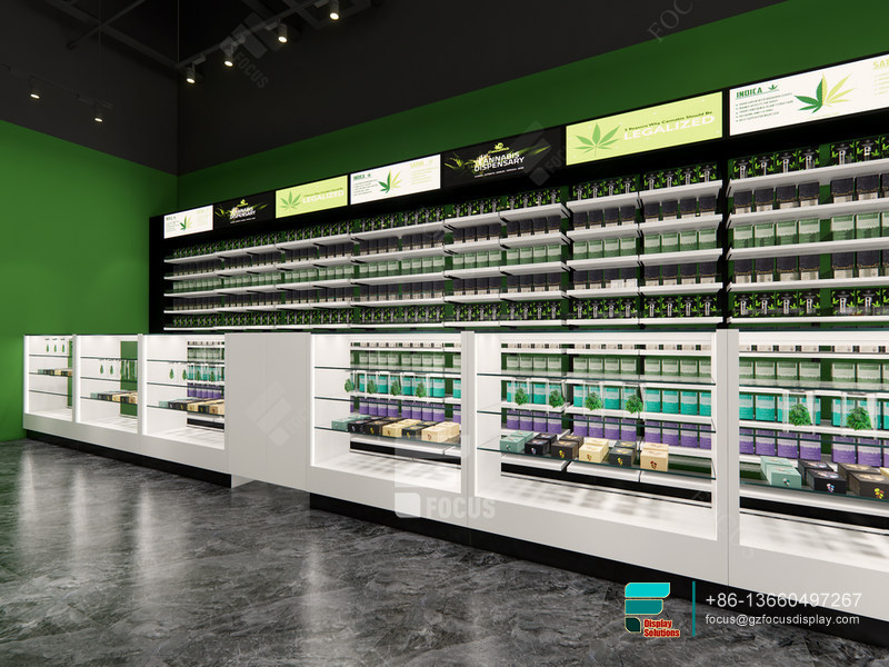 Showcase Smoke Shop Glass Shelves For Retail Store
