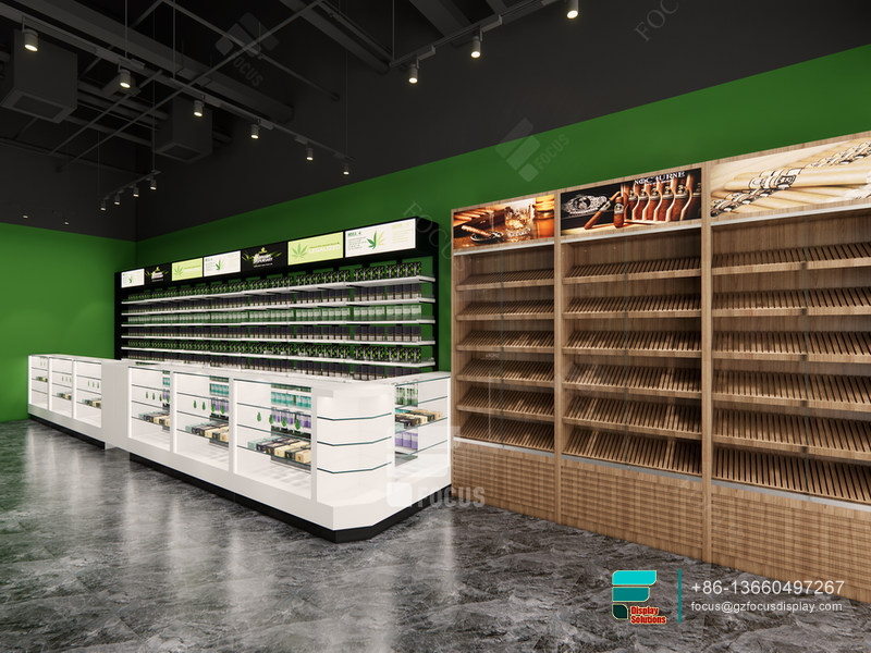 Showcase Smoke Shop Glass Shelves For Retail Store
