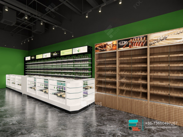 Showcase Smoke Shop Glass Shelves For Retail Store