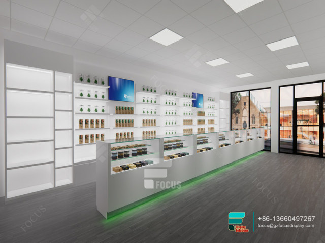 Dispensary Store Design Showcase Glass Tobacco Display Rack