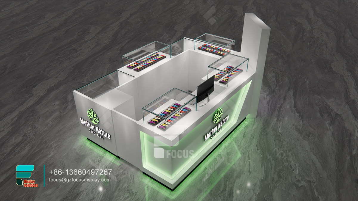 dispensary kiosk large glass showcase cigarette display case