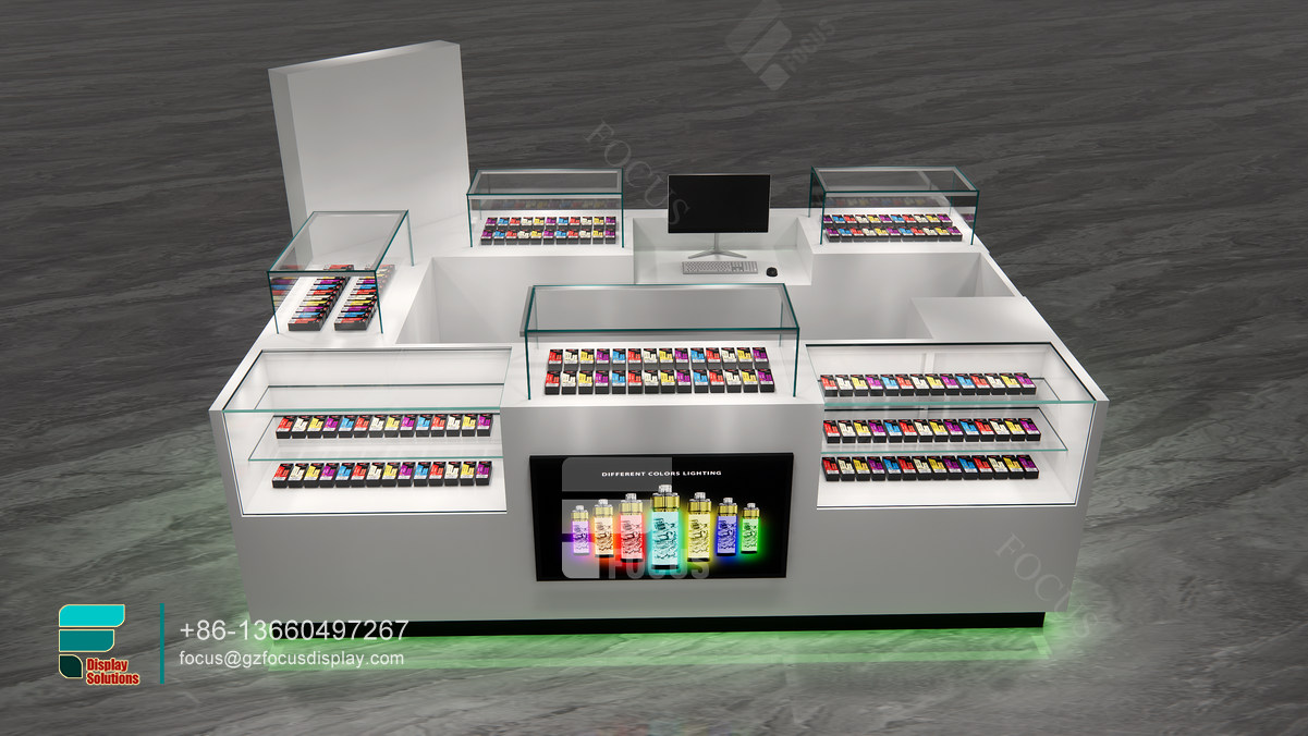 dispensary kiosk large glass showcase cigarette display case