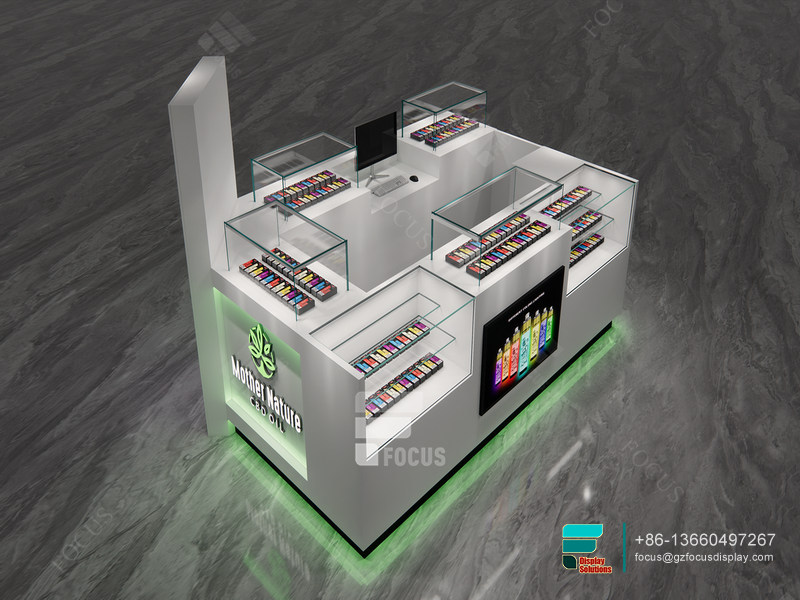Dispensary Kiosk Large Glass Showcase Cigarette Display Case