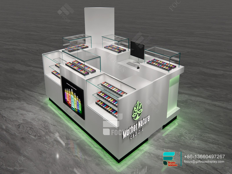 Dispensary Kiosk Large Glass Showcase Cigarette Display Case