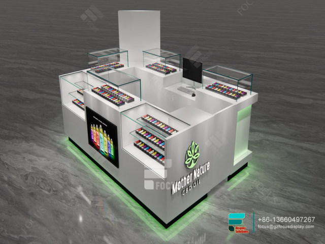 Dispensary Kiosk Large Glass Showcase Cigarette Display Case