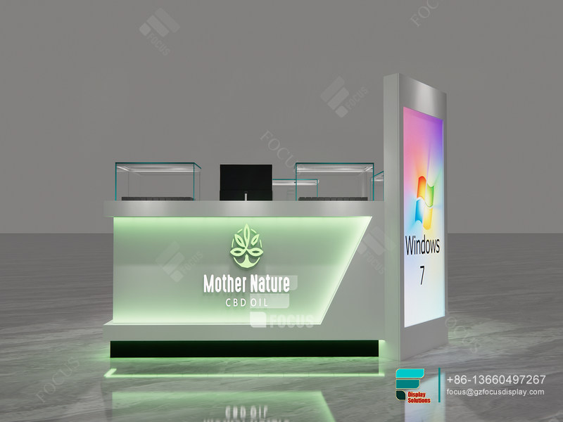 Dispensary Kiosk Large Glass Showcase Cigarette Display Case