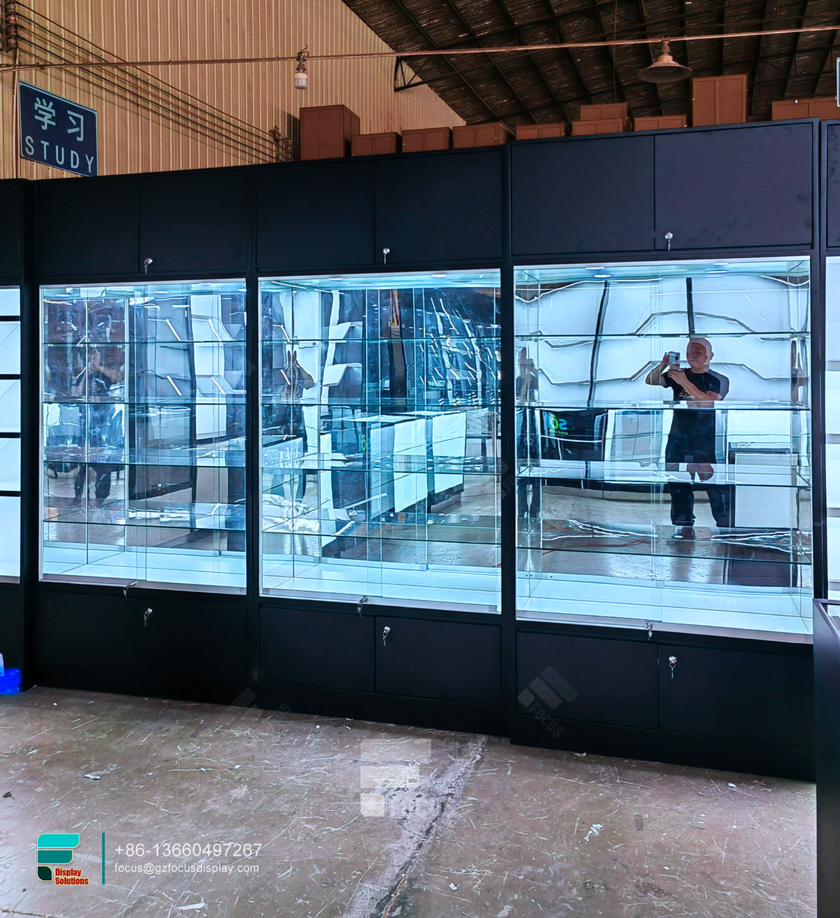 convenience store cigarette display stand glass showcase