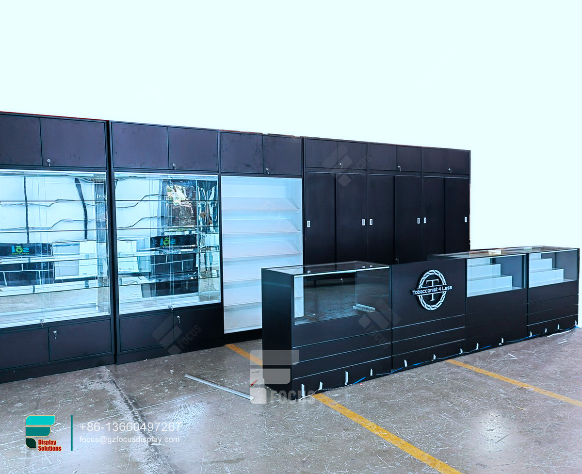 convenience store cigarette display stand glass showcase
