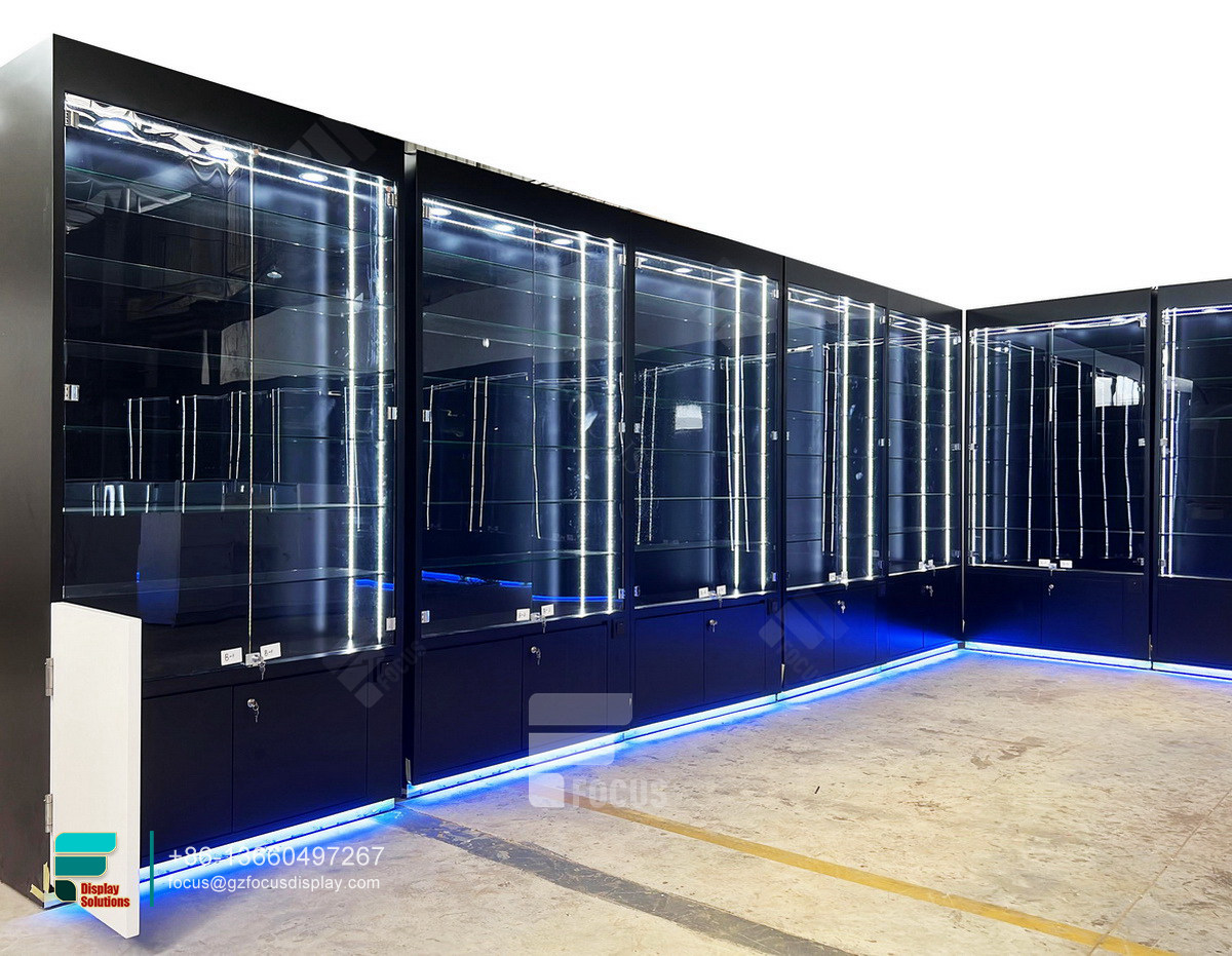 dispensary fixtures display glass counter tobacco cabinet