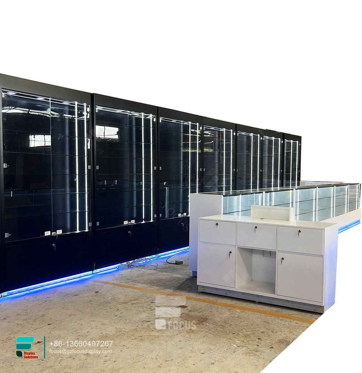dispensary fixtures display glass counter tobacco cabinet