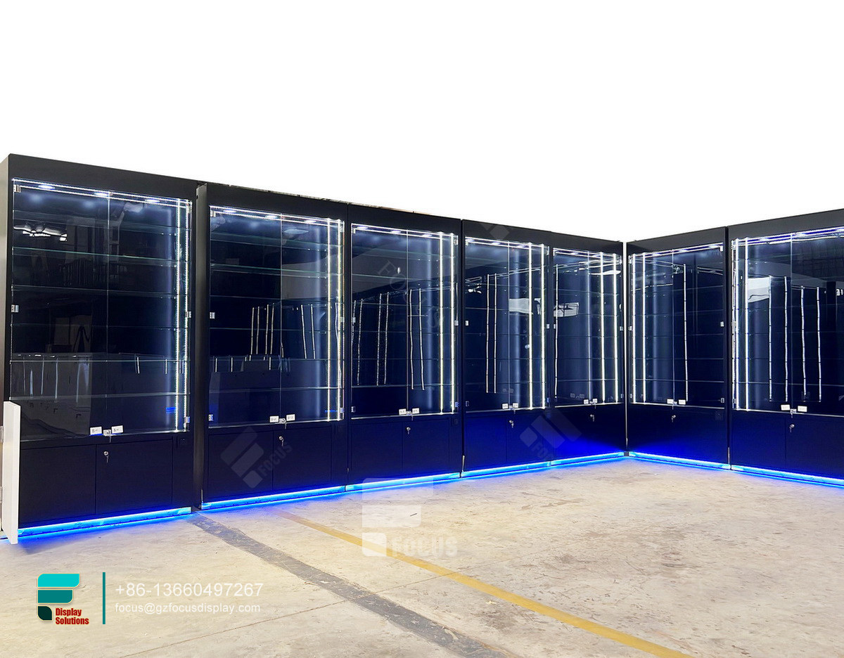 dispensary fixtures display glass counter tobacco cabinet