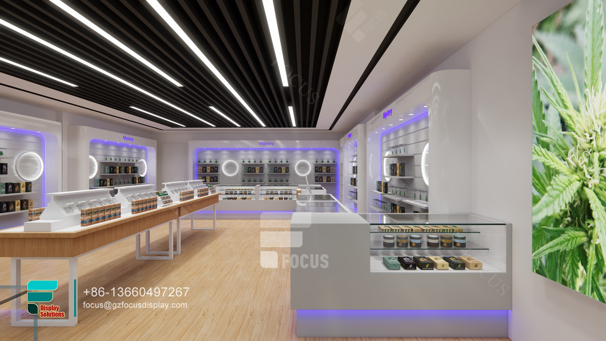 smoke retail shop display racks glass wall showcase for shops