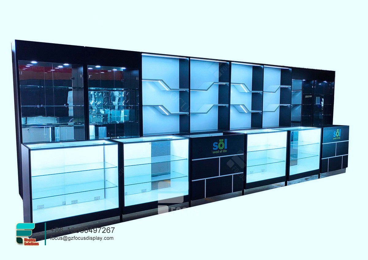 wood cigarette display glass display cabinet with lock