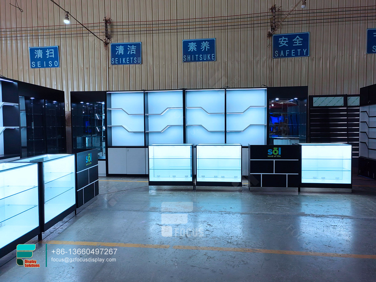wood cigarette display glass display cabinet with lock