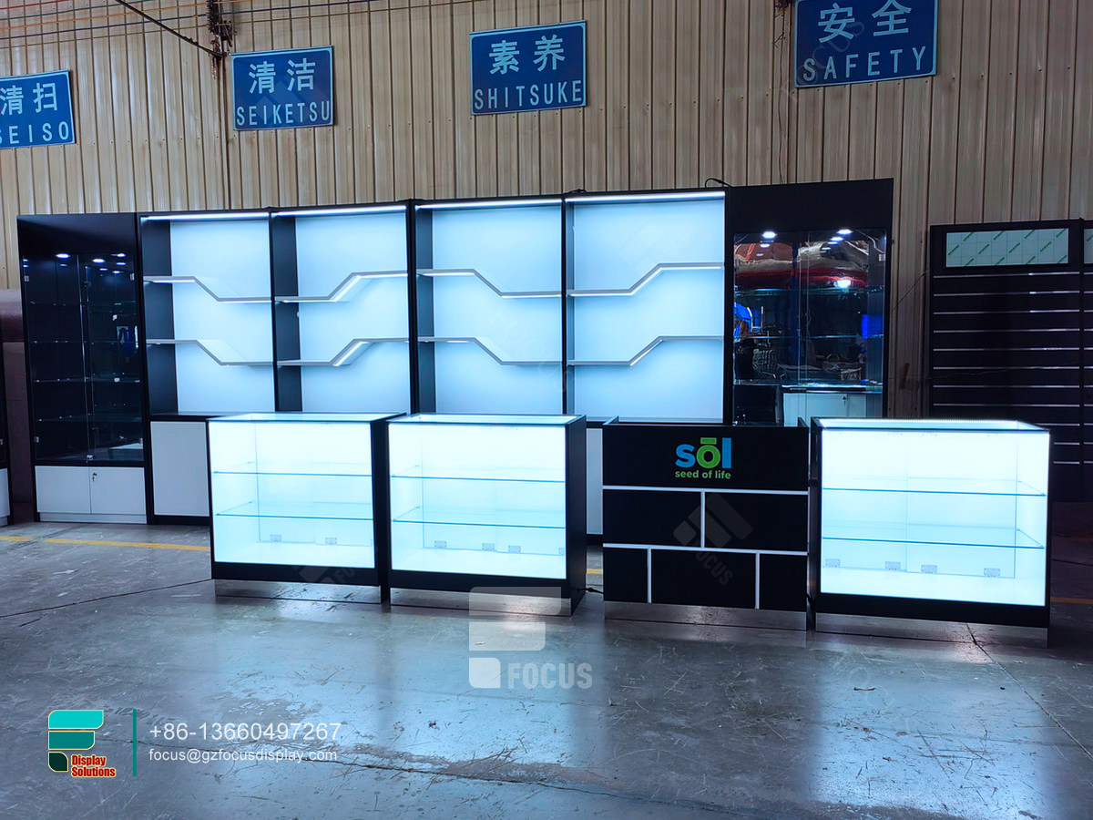 wood cigarette display glass display cabinet with lock