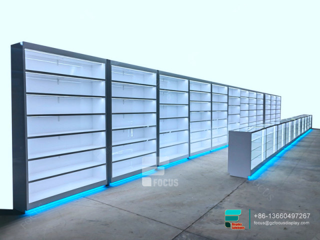 Retail Dispensary Displays Showcases Glass Display With LED