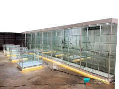 Custom Dispensary Retail Showcases Glass Display Unit