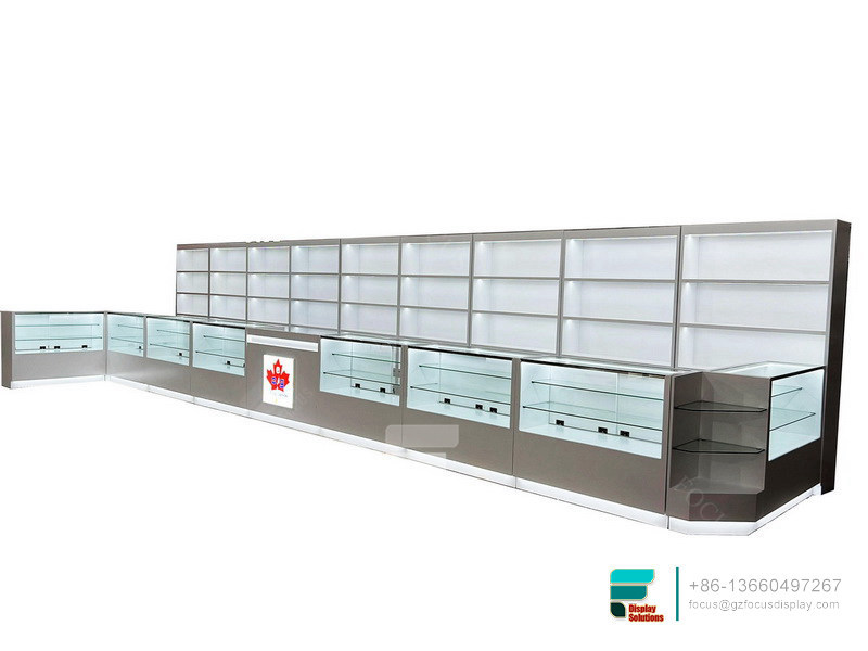 Custom Pharmacy Dispensary Shelving Store Glass Display