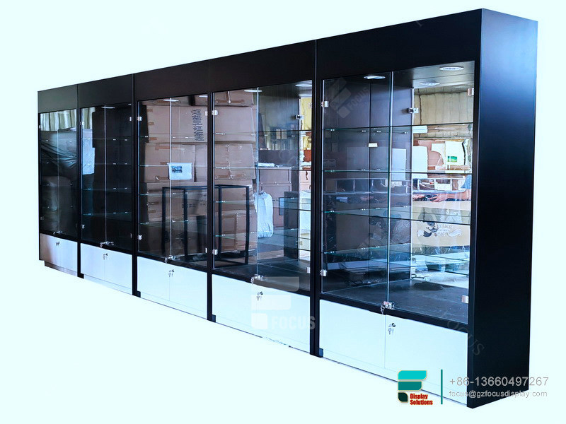 Wood Cigarette Display Glass Display Cabinet With Lock