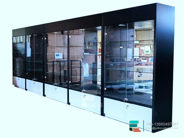 Wood Cigarette Display Glass Display Cabinet With Lock
