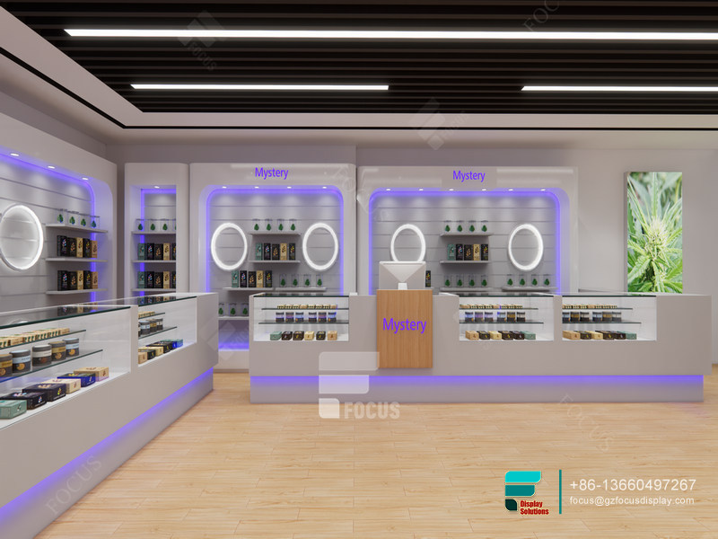 Smoke Retail Shop Display Racks Glass Wall Showcase For Shops