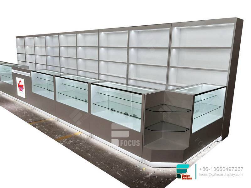 Custom Pharmacy Dispensary Shelving Store Glass Display