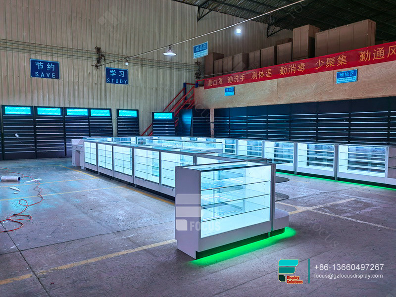 Custom Dispensary Display Cases Round Glass Display Case
