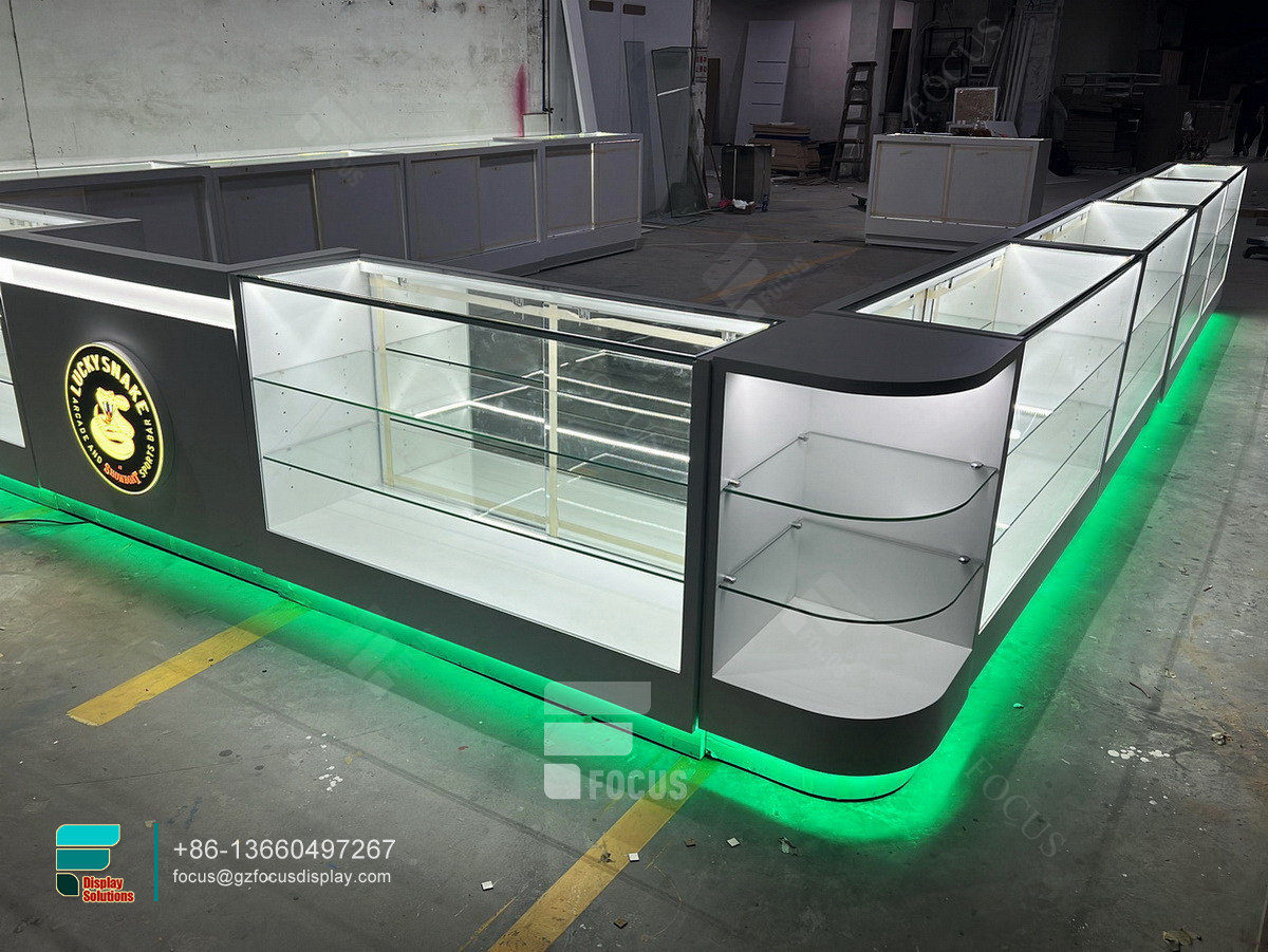 cigarette display cases glass display led store cabinets