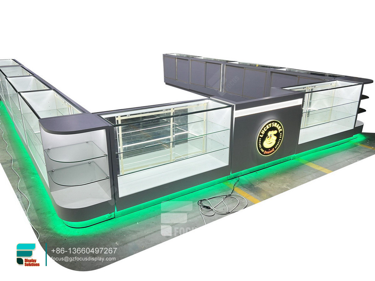 cigarette display cases glass display led store cabinets