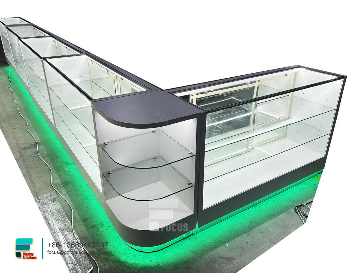cigarette display cases glass display led store cabinets