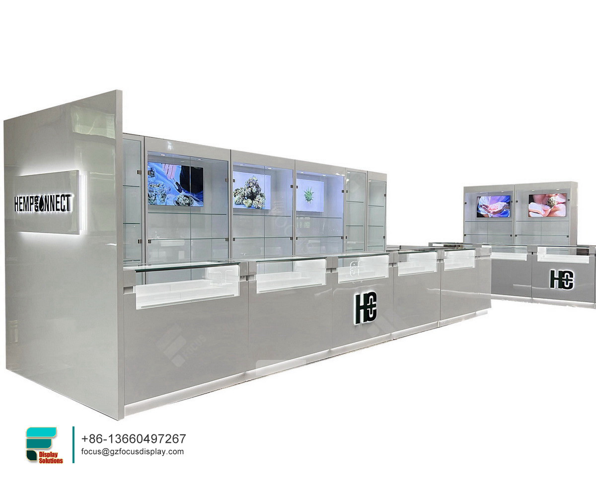 custom mall kiosk glass display showcase for smoke shop