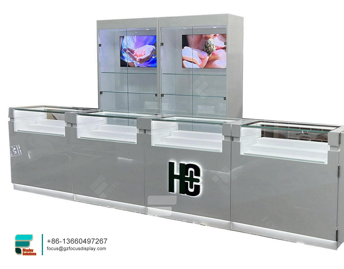 custom mall kiosk glass display showcase for smoke shop