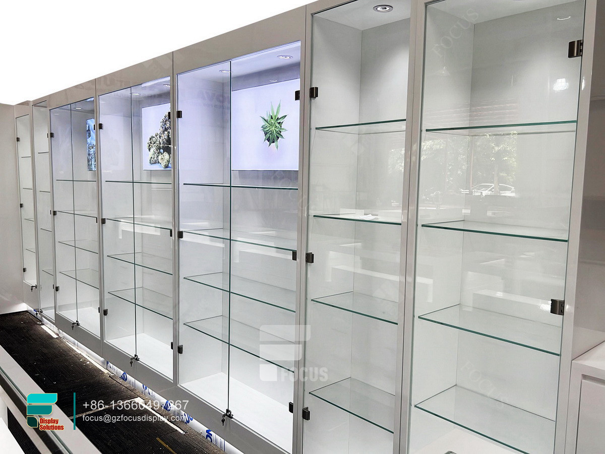 custom mall kiosk glass display showcase for smoke shop