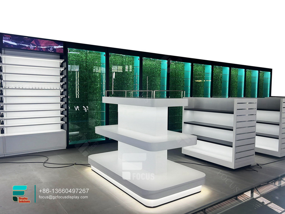 custom tobacco display shelf transparent glass vitrine