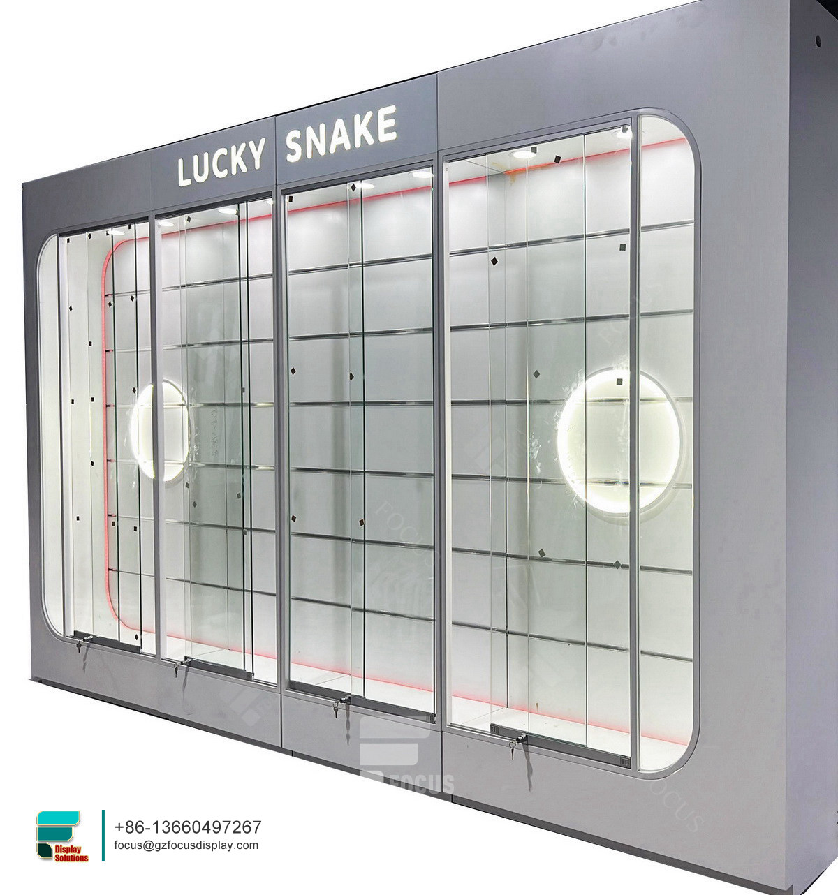 dispensary shelving counter display glass wall showcase