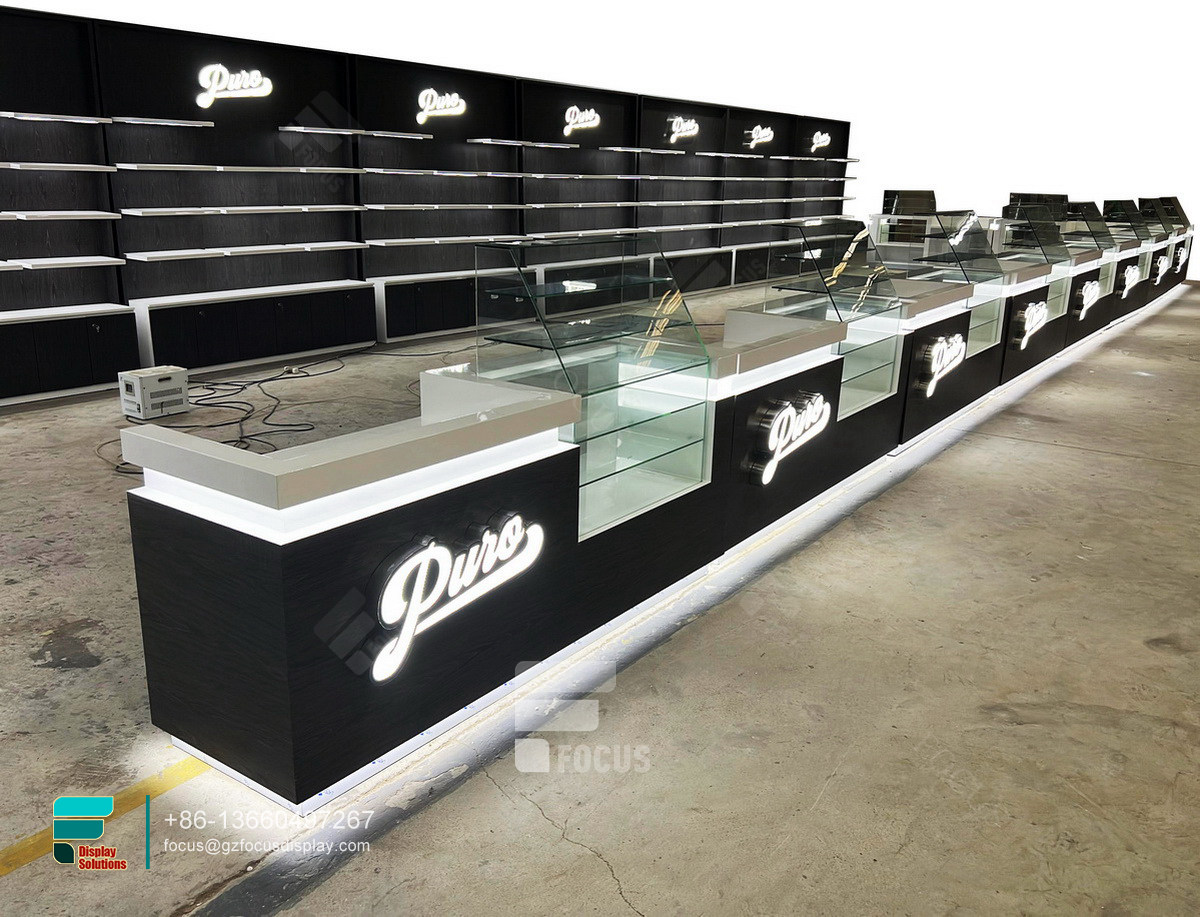 glass smoke display cigarette shelf dispensary cabinets