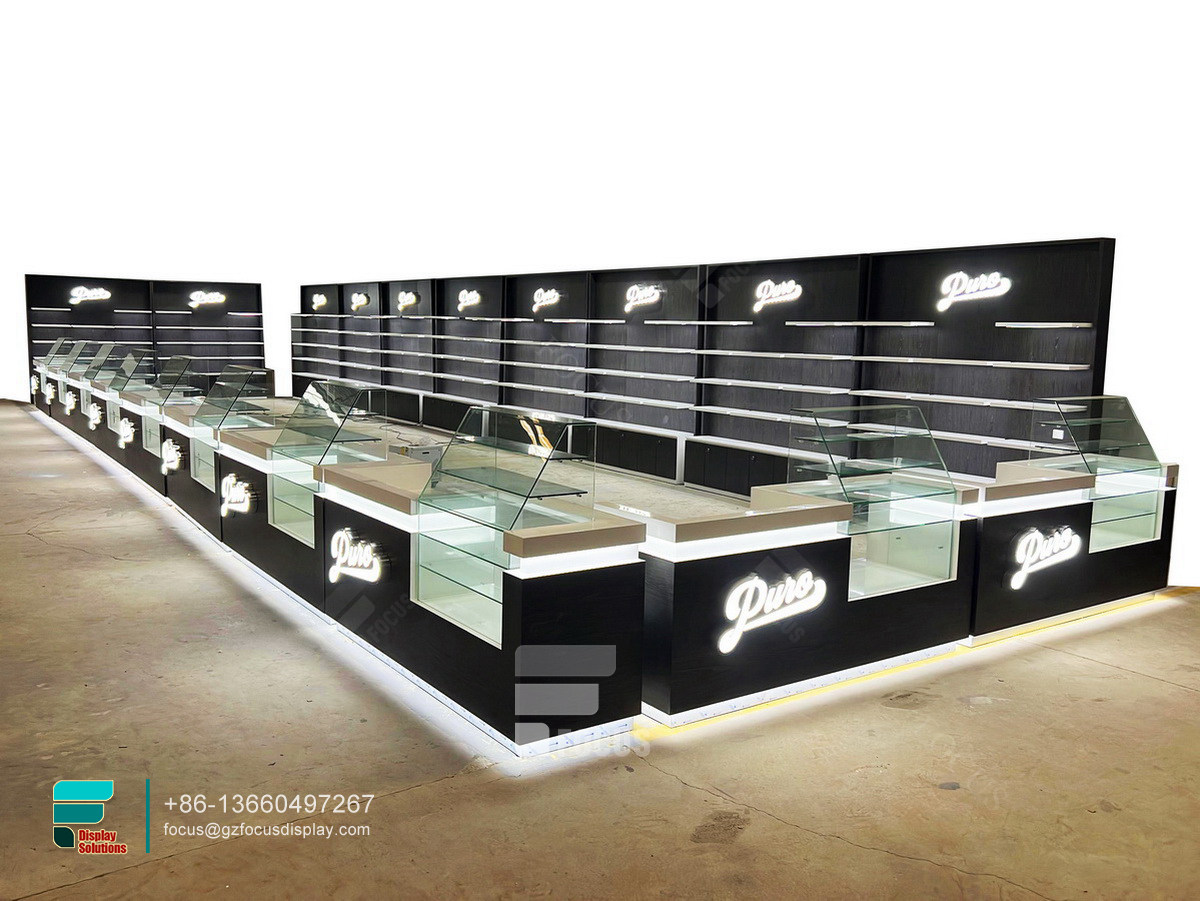 glass smoke display cigarette shelf dispensary cabinets
