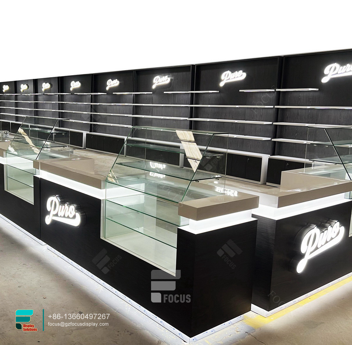 glass smoke display cigarette shelf dispensary cabinets