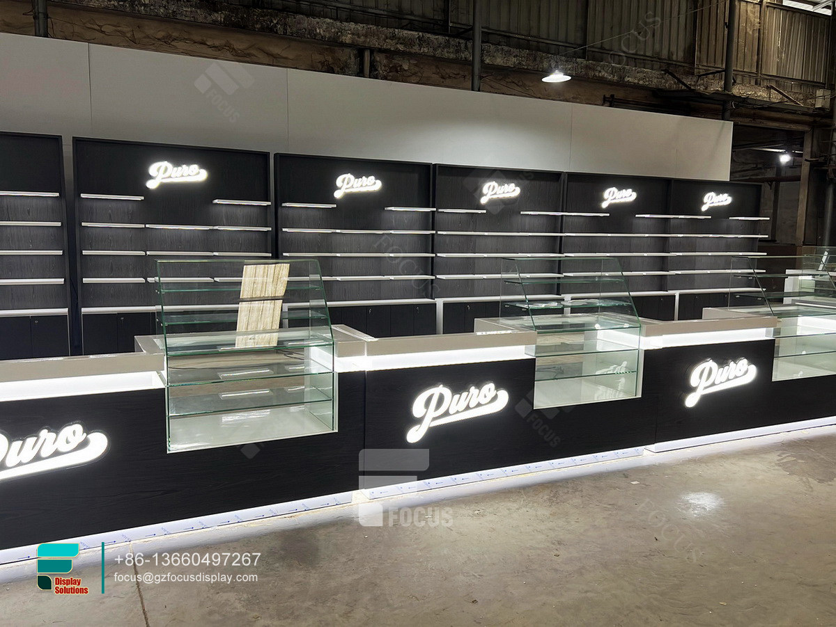 glass smoke display cigarette shelf dispensary cabinets