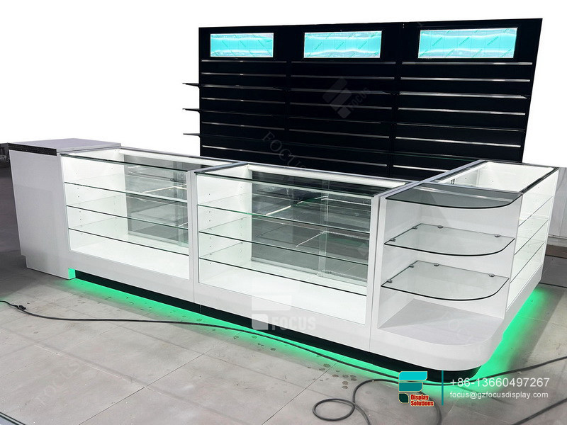 Custom Tobacco Fixtures Glass Cabinet Showcase For Sale
