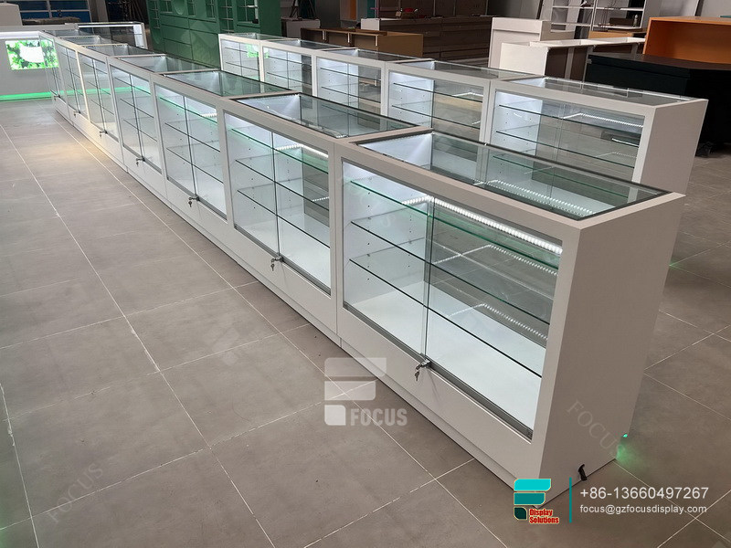 Cigarette Showcase Smoke Shop Cabinets LED Display