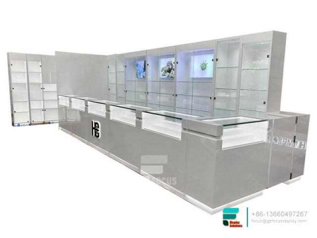 Custom Mall Kiosk Glass Display Showcase For Smoke Shop
