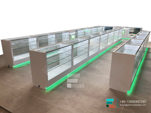 Cigarette Showcase Smoke Shop Cabinets LED Display