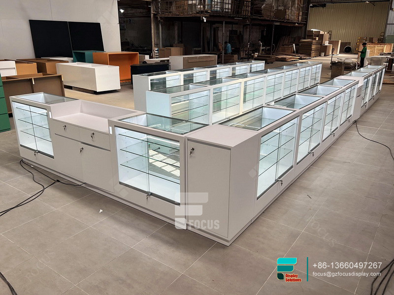 Cigarette Showcase Smoke Shop Cabinets LED Display