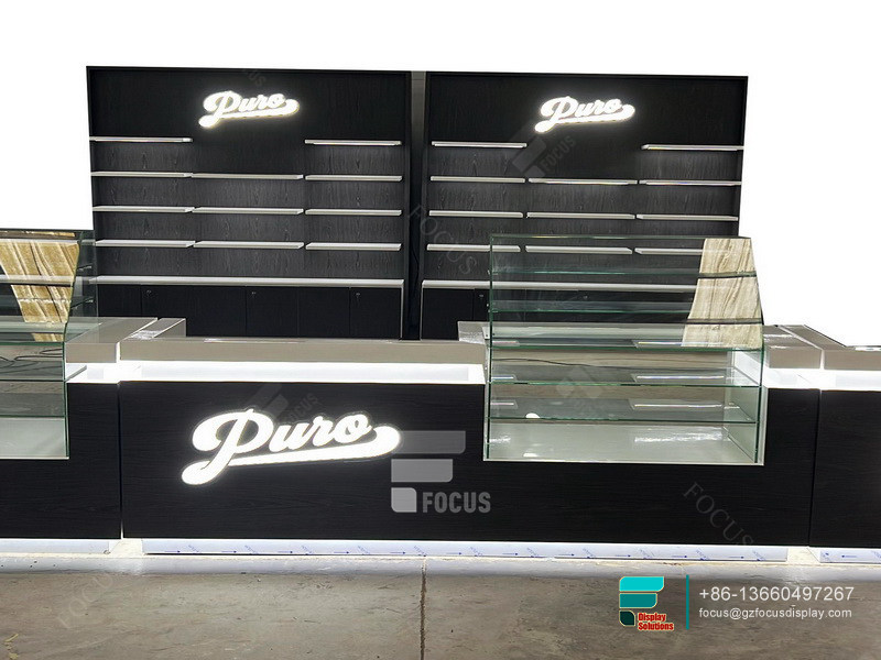 Glass Smoke Display Cigarette Shelf Dispensary Cabinets