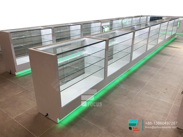 Cigarette Showcase Smoke Shop Cabinets LED Display