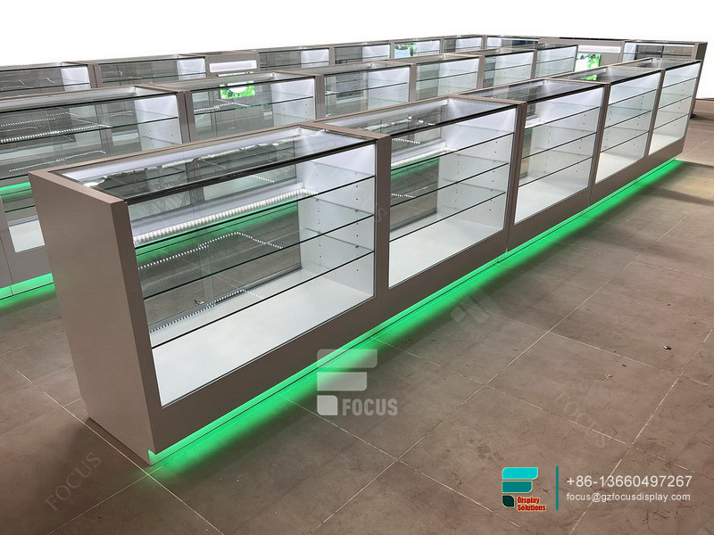 Cigarette Showcase Smoke Shop Cabinets LED Display
