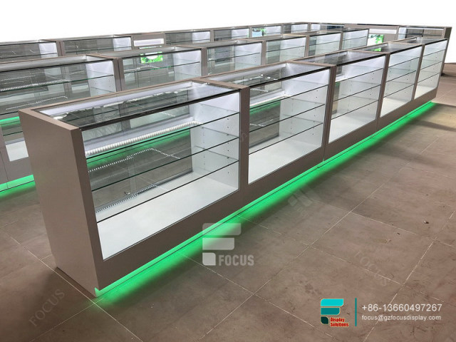 Cigarette Showcase Smoke Shop Cabinets LED Display