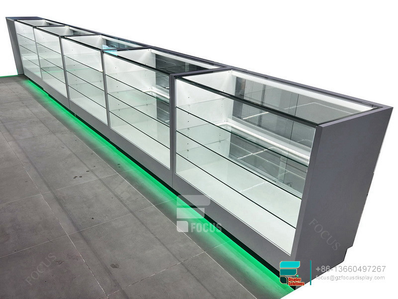Custom Tobacco Fixtures Glass Cabinet Showcase For Sale